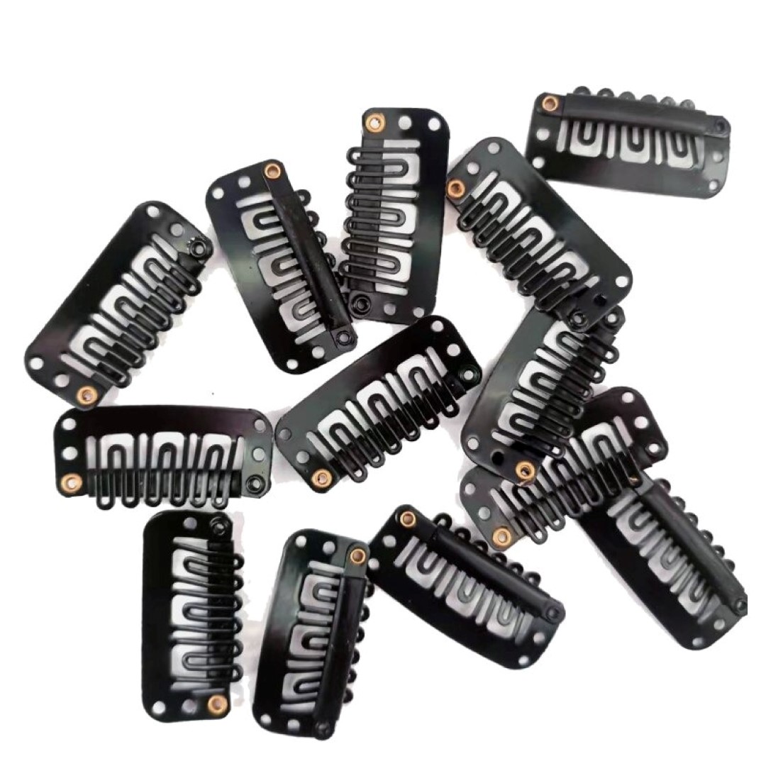 Wig Clips 10 Pcs/set Black Hair Extension Clip U Shape Weave Toupee Wig 6 Teeth Snap-comb Clips Styling Tools 32mm 4 Color Hat Fixing Tool