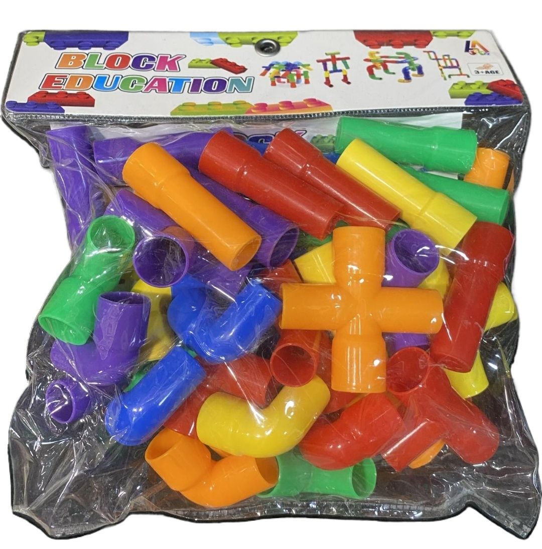 50 pes Educational pipe Blocks-Colorful Creative Pipe Puzzle Building Blocks for Kids / Pipe Puzzle Building