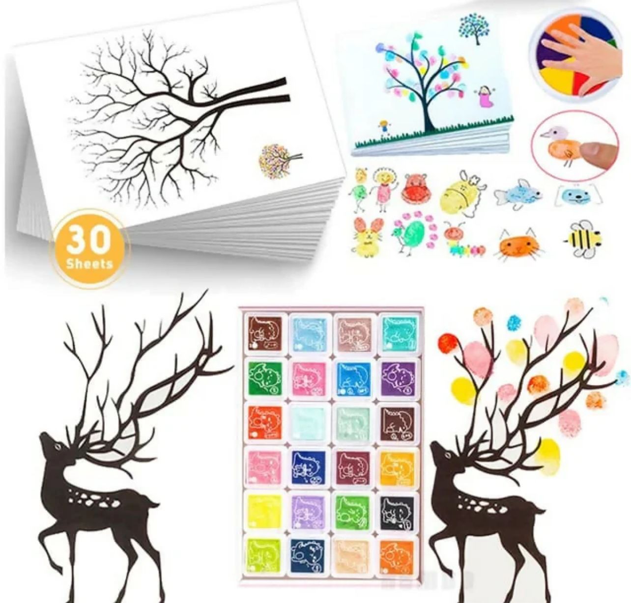 Handmade Art Kit Drawing Card Kids Painting DIY Crafts Finger Paint Paper Washable Toddler Painting Set for kids