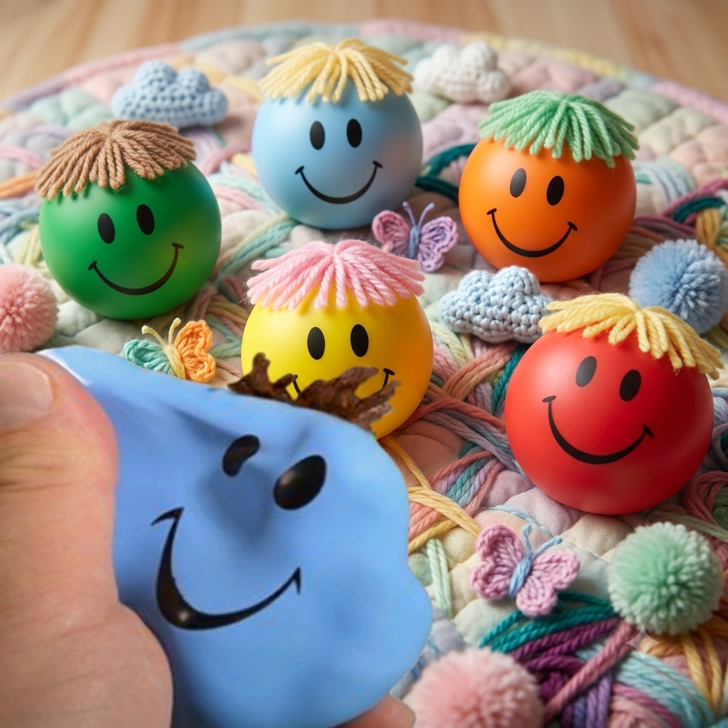 4 Pcs Super Stretchy Moody Smiley Face Stress Ball Set – Soft Flexible Squishy Squeeze Balls for Kids Boys & Girls, Stress & Pressure Relief, Sensory Fidget Toy with Shape Changing Fun