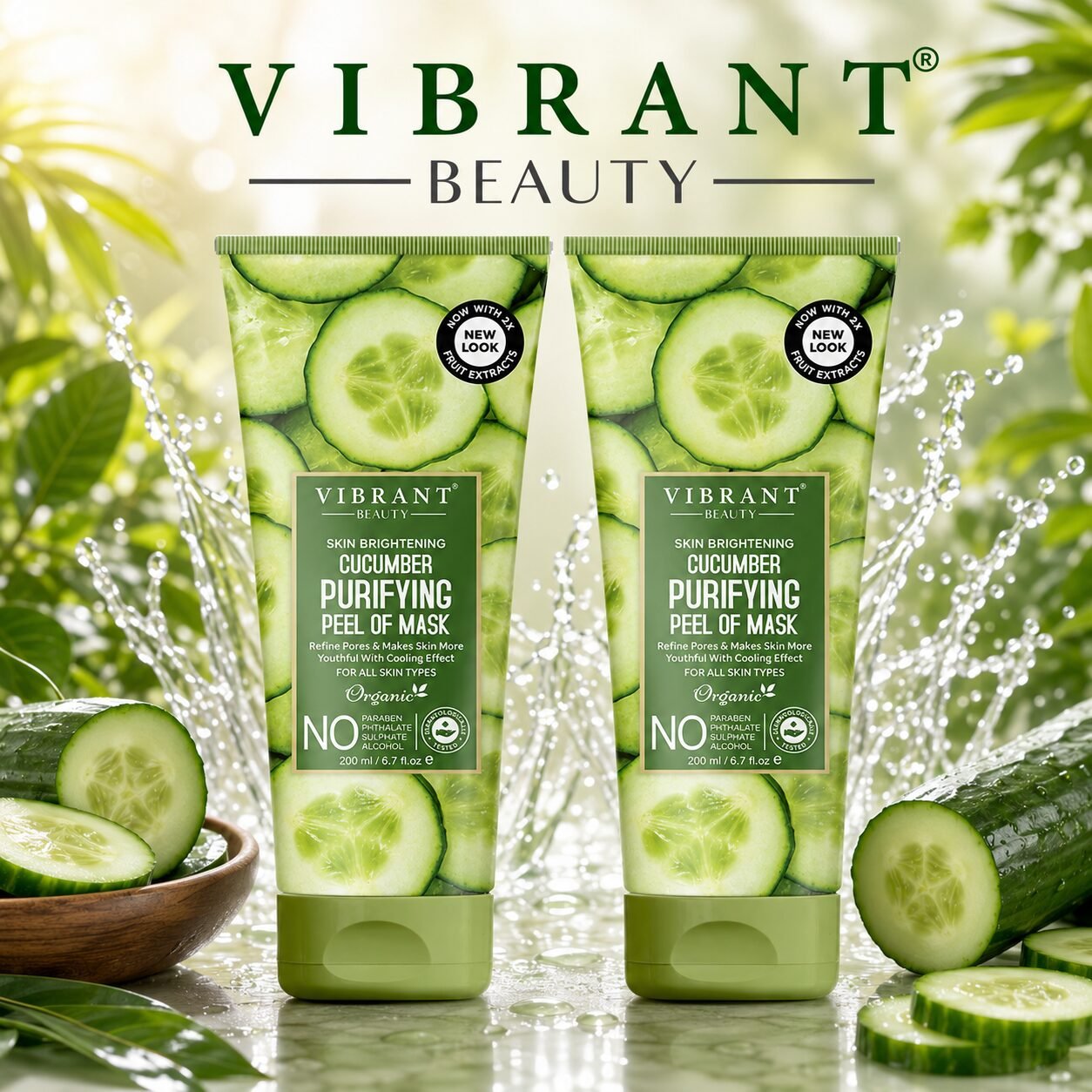 Vibrant Beauty Cucumber Purifying Peel-Off Mask Combo Pack | Personal Care Set | 200ml