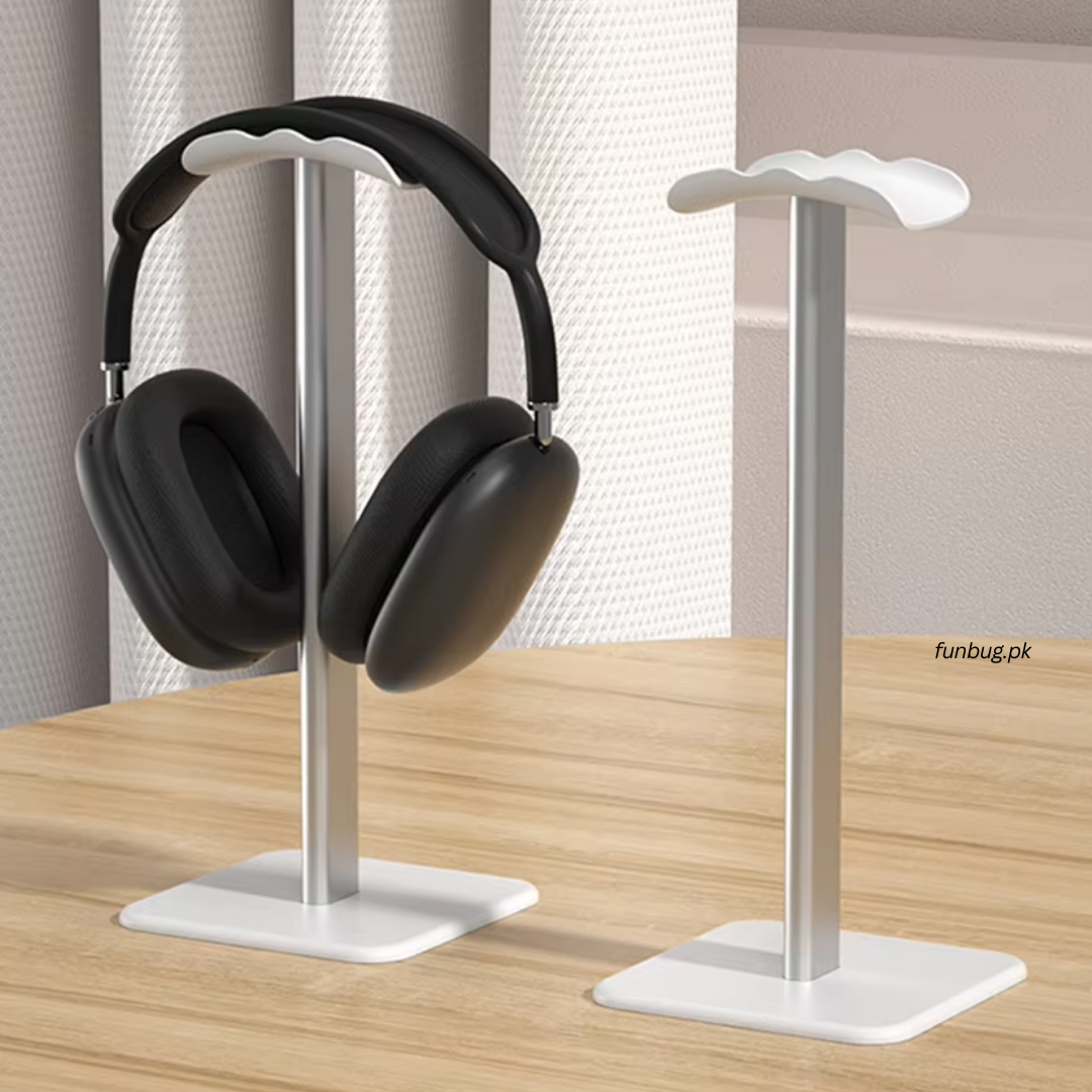 2in1 Universal Desk Mount Headphone Stand with Mobile Holder for Table -  Silicone Headset Support for Rgb Gaming and Non-Gaming Headphones - Black & White by FunBug