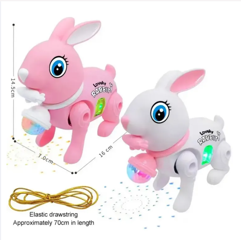 Electric Bunny Rabbit Plush Toy with Music & LED Perfect Birthday Gift for Girls Boys Kids