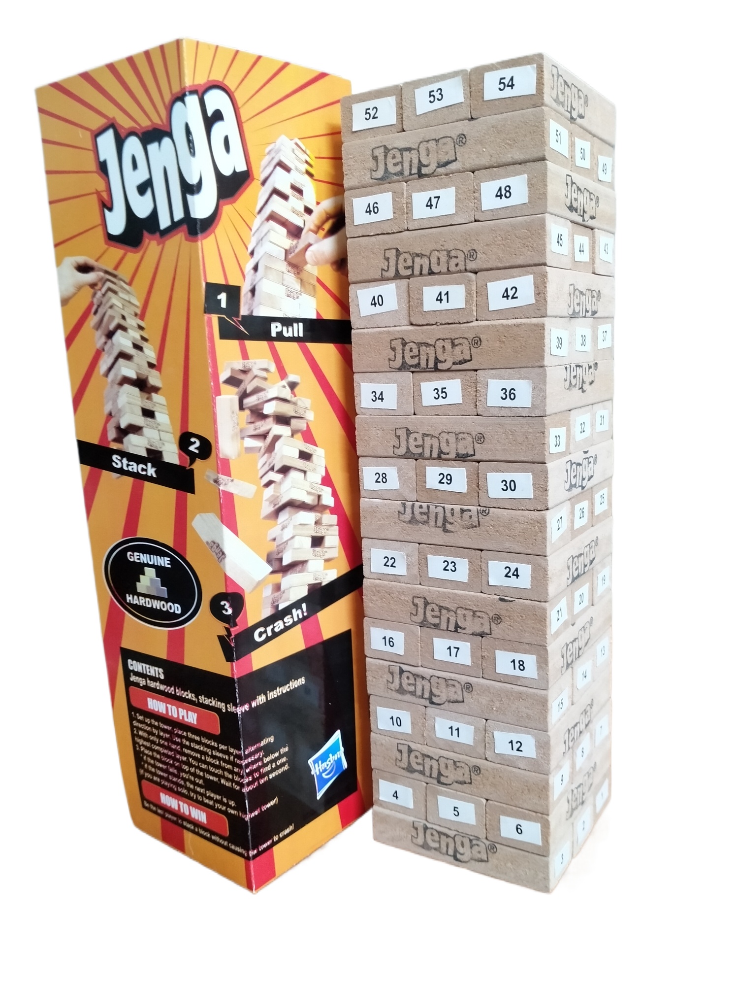 Classic Hasbro Gaming Jenga Tower Wooden Blocks Game 54 Pcs Pieces - Wood Toy.