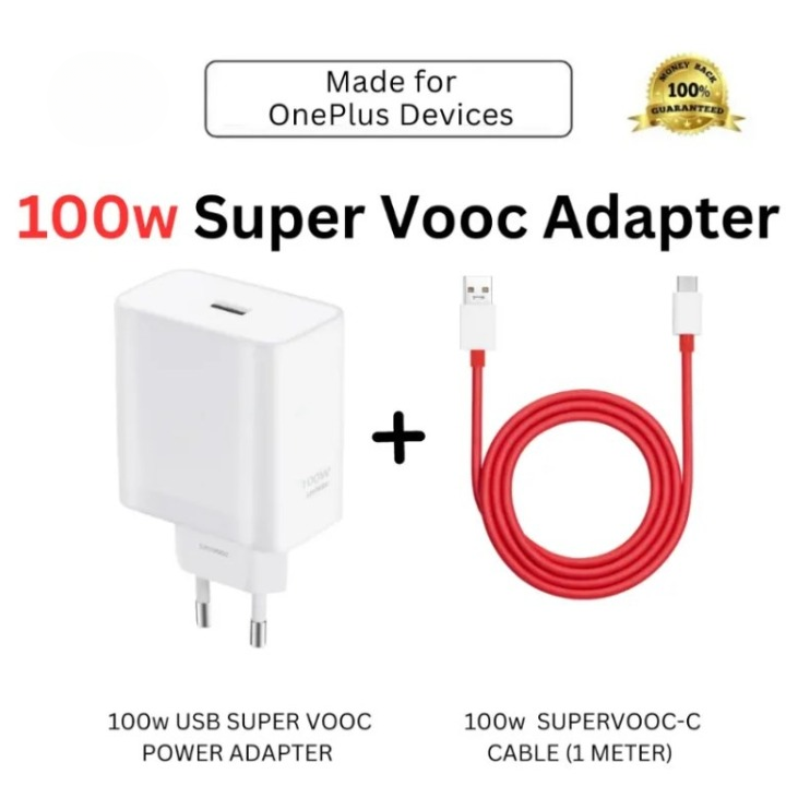 Original 100W SuperVOOC Charger For OnePlus Phones - Warp USB-A Adapter + Cable for OnePlus 11 & 11R, Oneplus 10Pro And All Supported Devices price in Pakistan