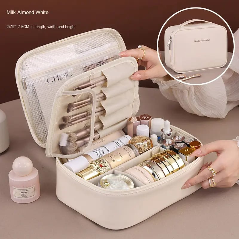 Chicapo Waterproof Cosmetic Organizer Bag For Women Large Capacity PU Makeup Storage Travel Case Model PUHZB0146