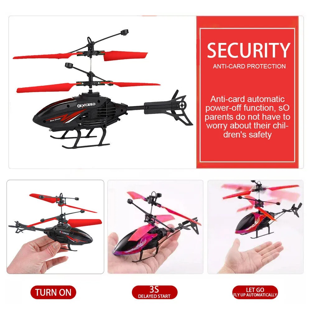 Remote Control  / Hand Sensor Helicopter with LED Lights – Cool Electric RC Flying Toy for Kids | Rechargeable Airplane Toy for Boys & Girls