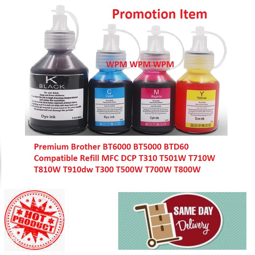 Premium Brother BT6000 BT5000 BTD60 Compatible Refill Ink MFC DCP T310