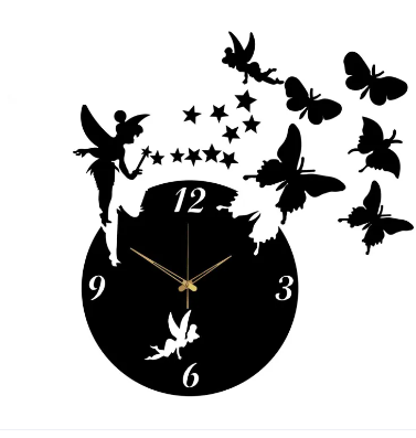 3D Fairy Clock with Butterflies and Backlight - Wall Decor for Kids' Rooms