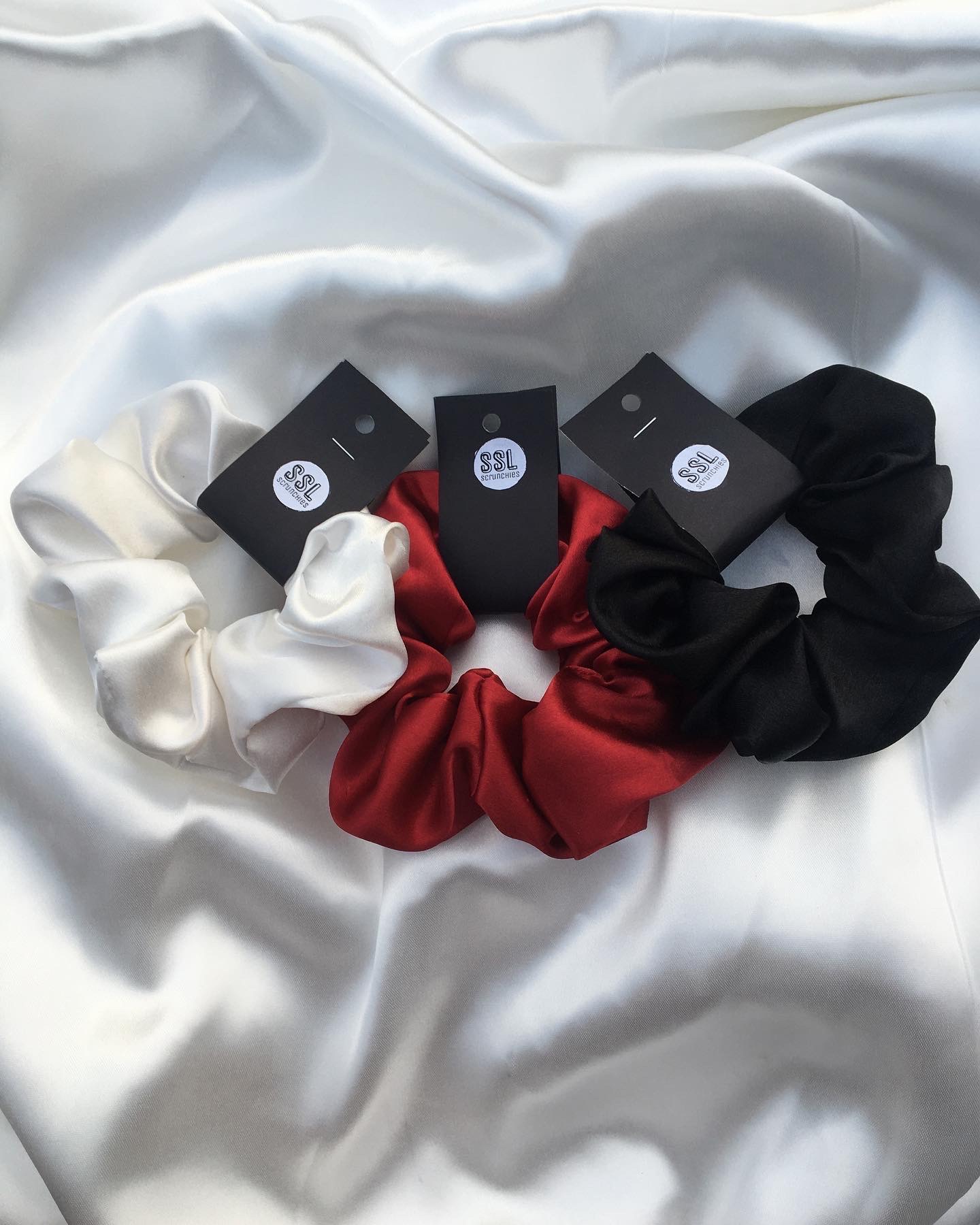 PREMIUM Silk Satin Scrunchies, Pack of 3, Elastic Hair Bands for Girls, Daraz.pk