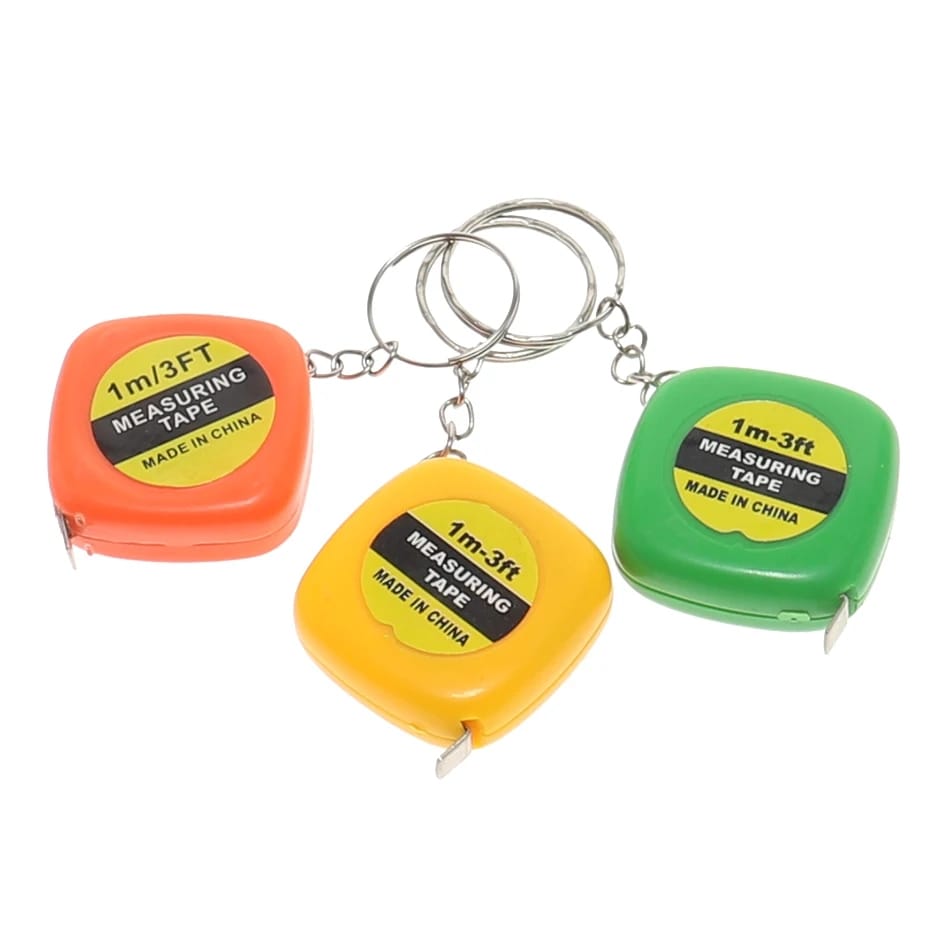 12-Pack Mini Tape Measure Keychains - 3ft Retractable Measuring Tapes With Lock