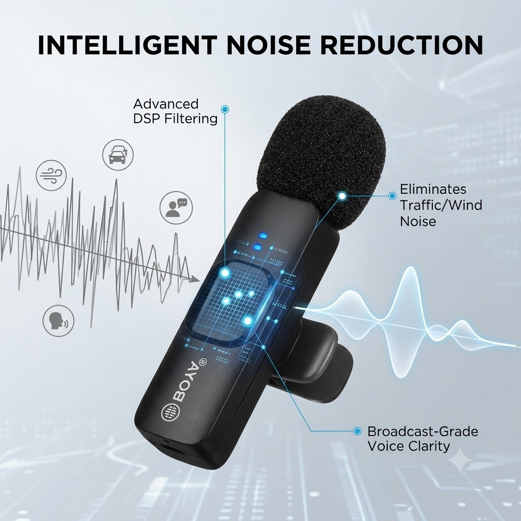 BOYA BY-MW3 Dual Wireless Lavalier Microphone | Dual-Channel Noise Cancellation | For Type-C & 8-Pin Mobile Vlogging