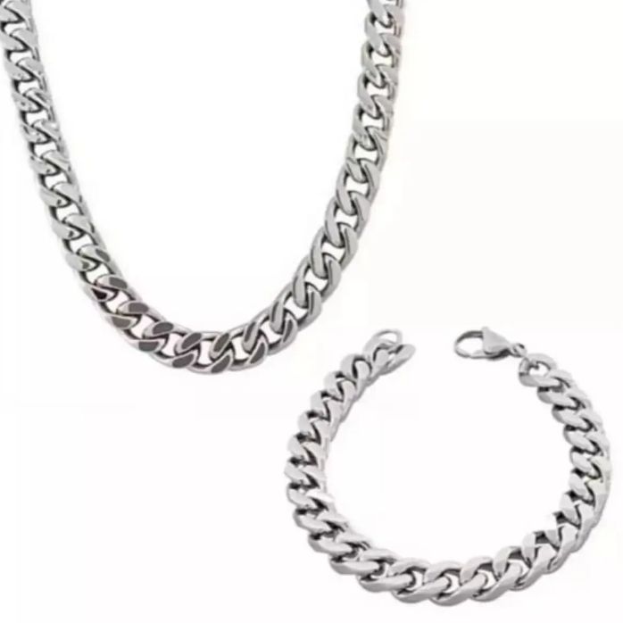 Pair Of 2 Pure Silver Neck Chain With Free Bracelet For Girl & Boys
