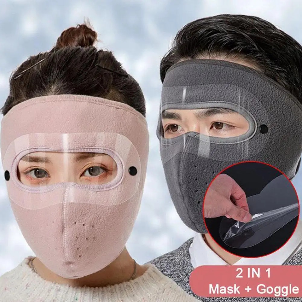 Adjustable Unisex Cycling Face Mask with Detachable Anti-Fog Goggles and Windproof Hood for Outdoor Sports
