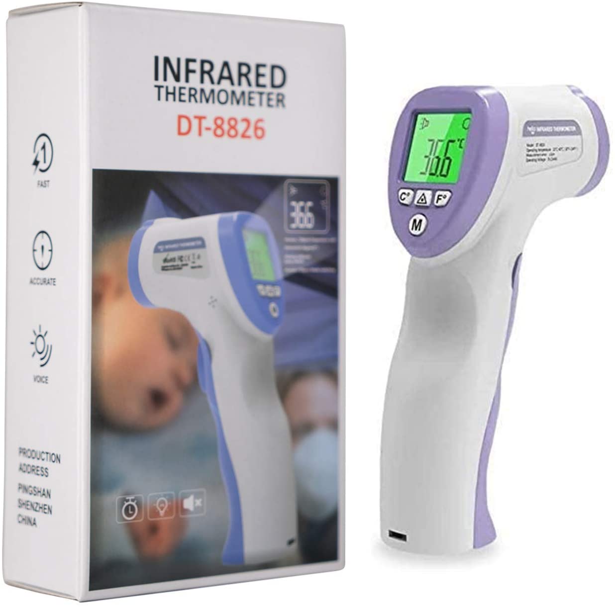 Portable ℃/℉, Fever Alarm Precise LCD Digital Non-contact Body IR Laser Infrared Forehead Thermometer