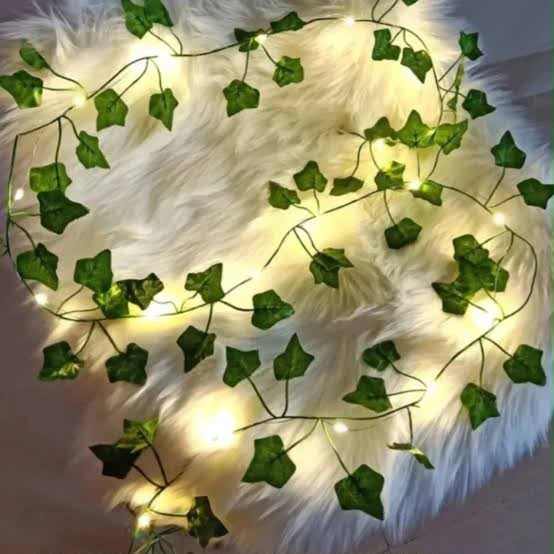 Artificial Plant Leaves with Fairy Lights – Battery Operated Money Plant Decoration for Room, Bedroom, Living Room, Wedding & Party Decoration | USB/Battery Powered Vines with Warm White LED