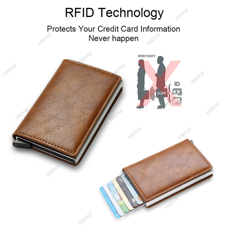 Generic Wallet for Men Brown Leather All Season RFID Blocking Pop-Up