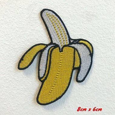 Banana yellow peeled fruit  Embroidered Iron / Sew On Patch Dress kids clothing dress shirt cap bag jacket jeans craft logo shoes repair Brand Badge Badge#1686