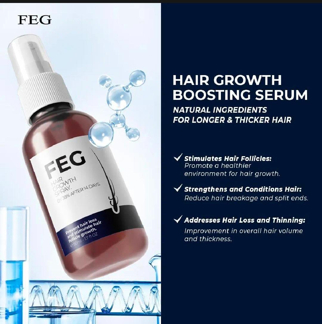 FEG plus Hair growth serum And Spray 50 ml,beard growth serum foe hairloss control & hair growth for men &women