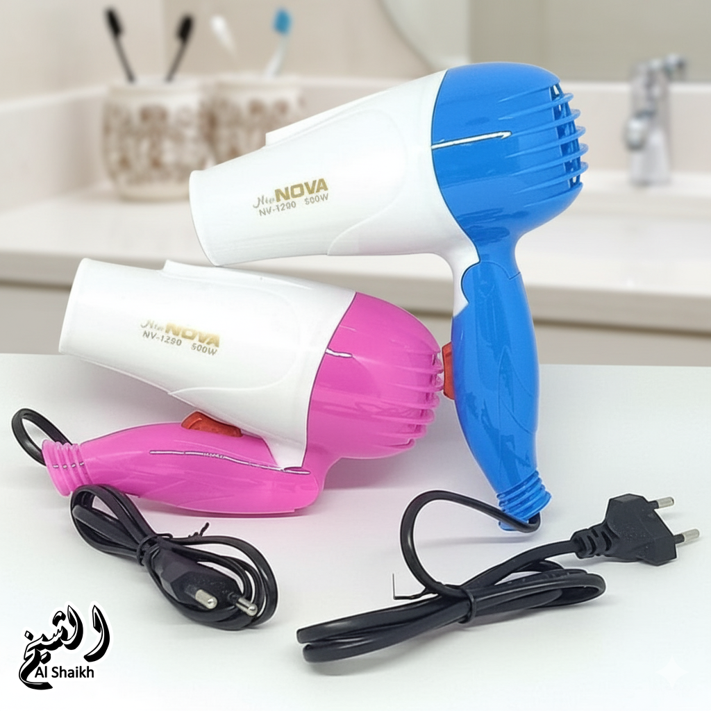 Foldable Mini Travel Hair Dryer | Portable Travel Blow Dryer | Compact Folding Lightweight Electric Hair Dryer | Professional 1000W Small Hair Dryer for Men Women Kids | Quick Dry Travel Size Portable Folding Hair Dryer with Dual Speed Settings | NV-1290