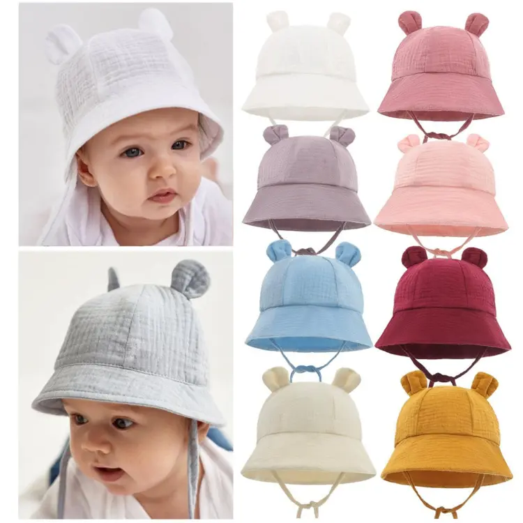 【HOT】 Spring Autumn Solid Color Soft Baby Bucket Hat Cotton Fisherman Hats  Kids Summer Toddler Boys Girls Panama Sun Cap Children