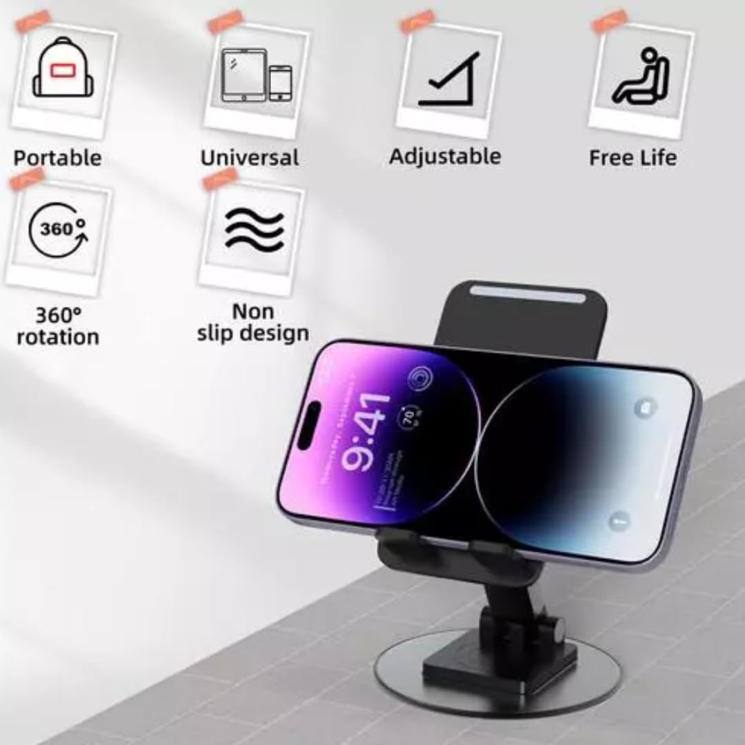 360 Folding Lifting Bracket Tablet Stand, Phone Stand Holder All Metal Base Angle Adjustable Cellphone Bracket Mobile Phone Stand Desktop / Holder Table Desk Mount For Phone Tablet Portable