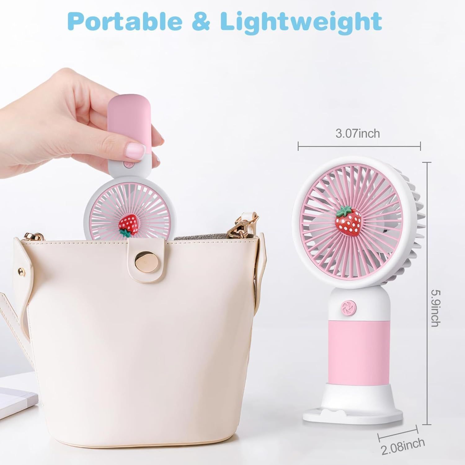 Mini Portable USB Fan 3 Speed Cute Handheld Fan | Rechargeable Cooling Fan | Compact Travel Desk & Hand Fan