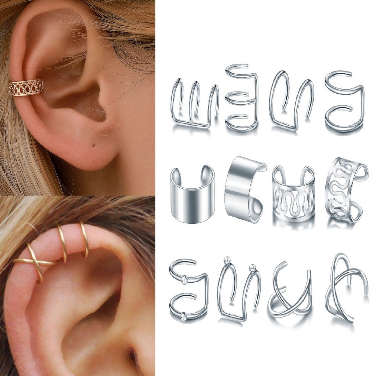 Trendy High Quality Korean 12 Pcs Style Ear Cuff Classy Earring