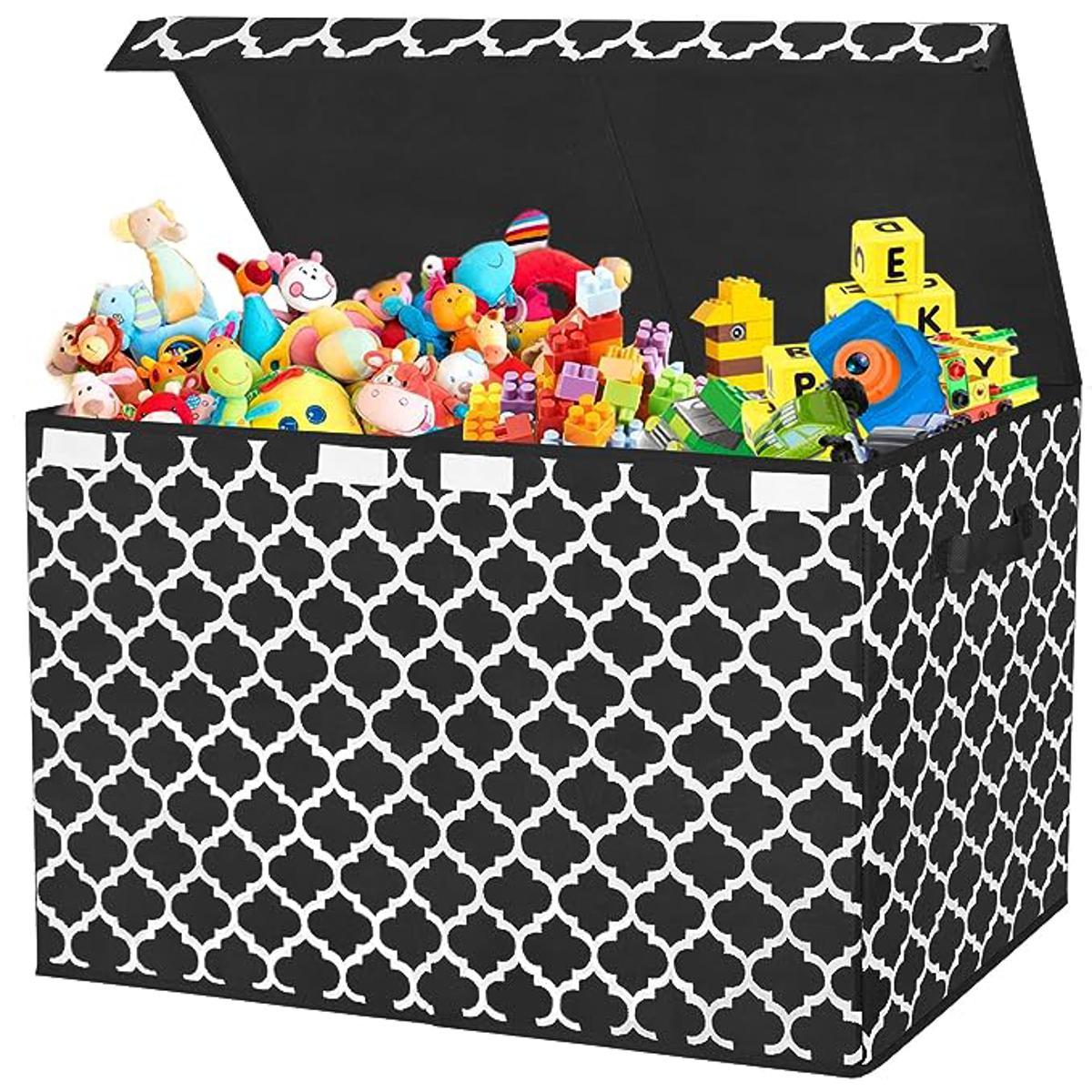 Kids large Toy Storage Box Container Bins for Nursery, Playroom Flip-Top Lid, Decorative Holders Collapsibe Storage Box Container Bins for Nursery, Playroom, Closet, Home Organizer (Black) - CLASSICAL COLLECTION
