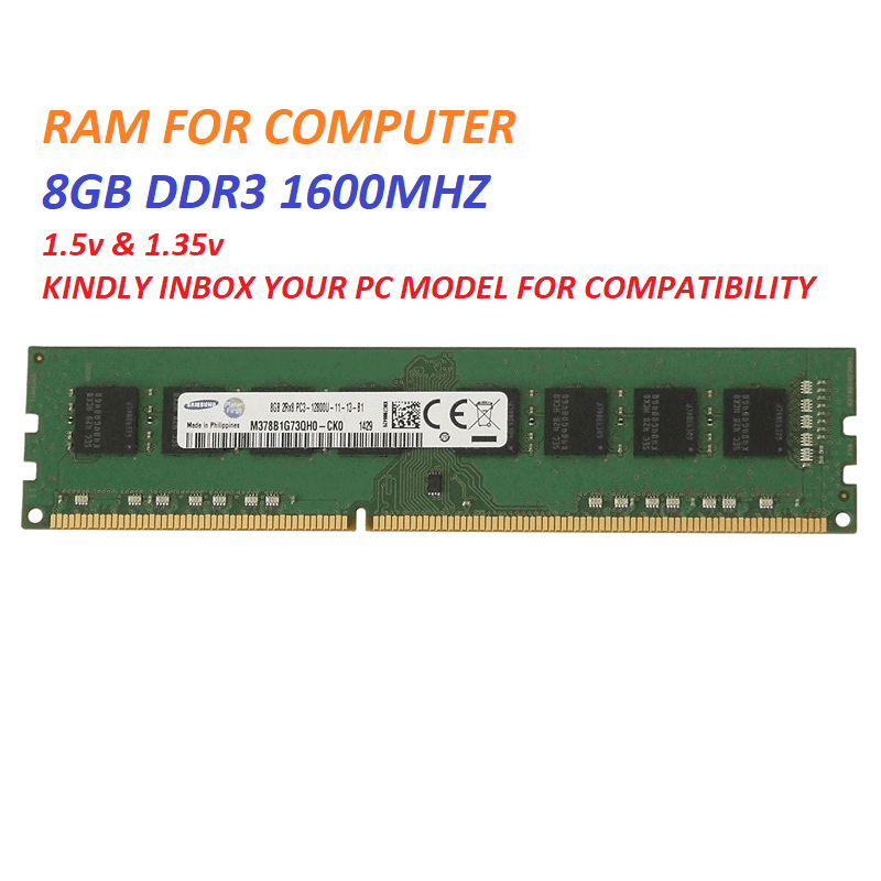 Computer Ram 8GB DDR3-1600Mhz PC3-12800