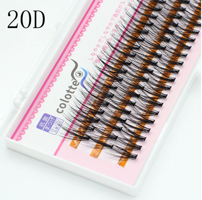Japan Thick Eyelashes Bundles Professional Makeup Individual Mink EyeLashes 3D Volume Grafting Black Cluster Eyelash Extension Lash Bunche 20D