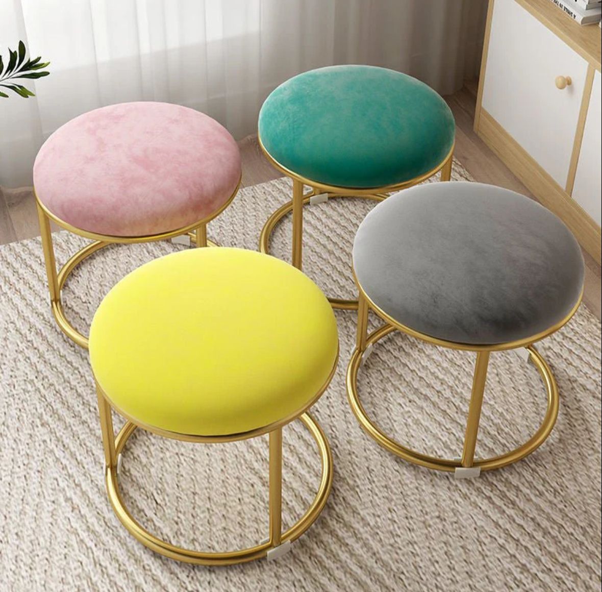 Homestlye-Heaven  Sitting sofa chair ottoman stool velvel Ottoman Pouffes sitting sofa chair  for room home Furniture