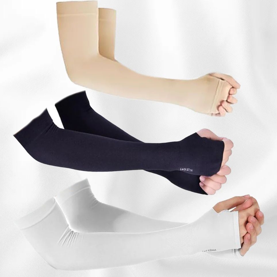 1 Pair (2 Pc) Summer Finger Sleeve Ice Cool Wearing High Elastic Elbow Spring Outdoor Riding Fingerless Fishing Custom Ice Silk Sleeve