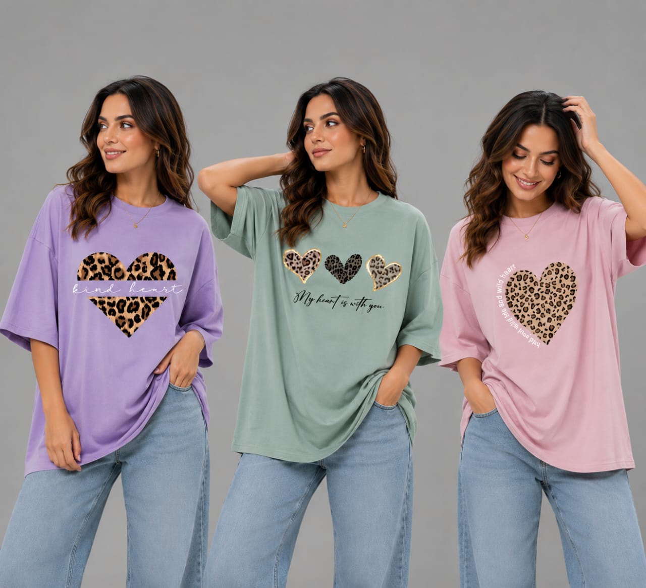 Set Of 3 Women's Casual T-Shirts Regular & Oversize Soft & Breathable Fabric Super Trendy Design And Multiple Colors