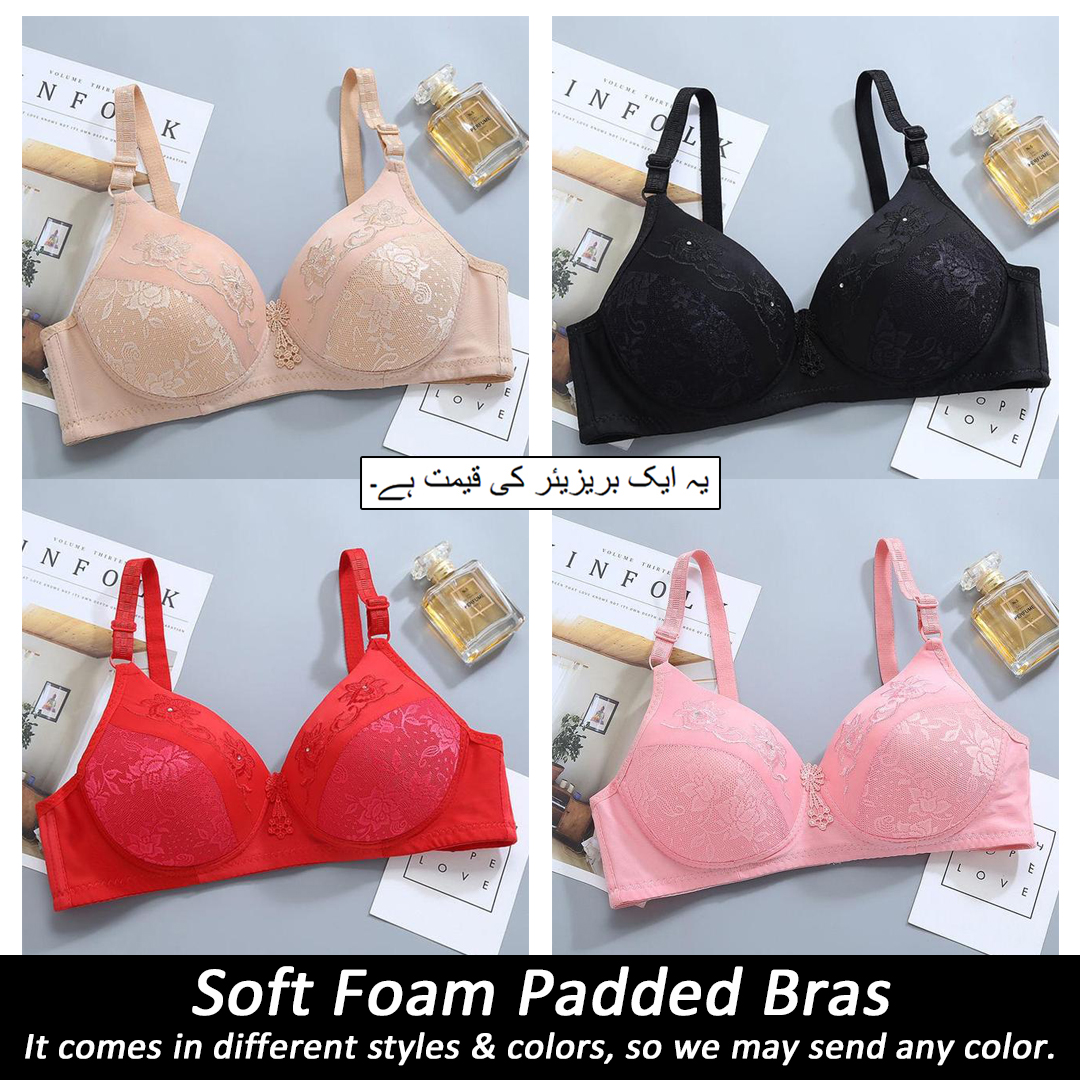 1 Piece of Soft Foam Padded Bra For Women in Assorted Colors with Back Hook  Closure Bras for B Cups Non Wired Bra for Girls (No Color Choice) Imported  Brassiere