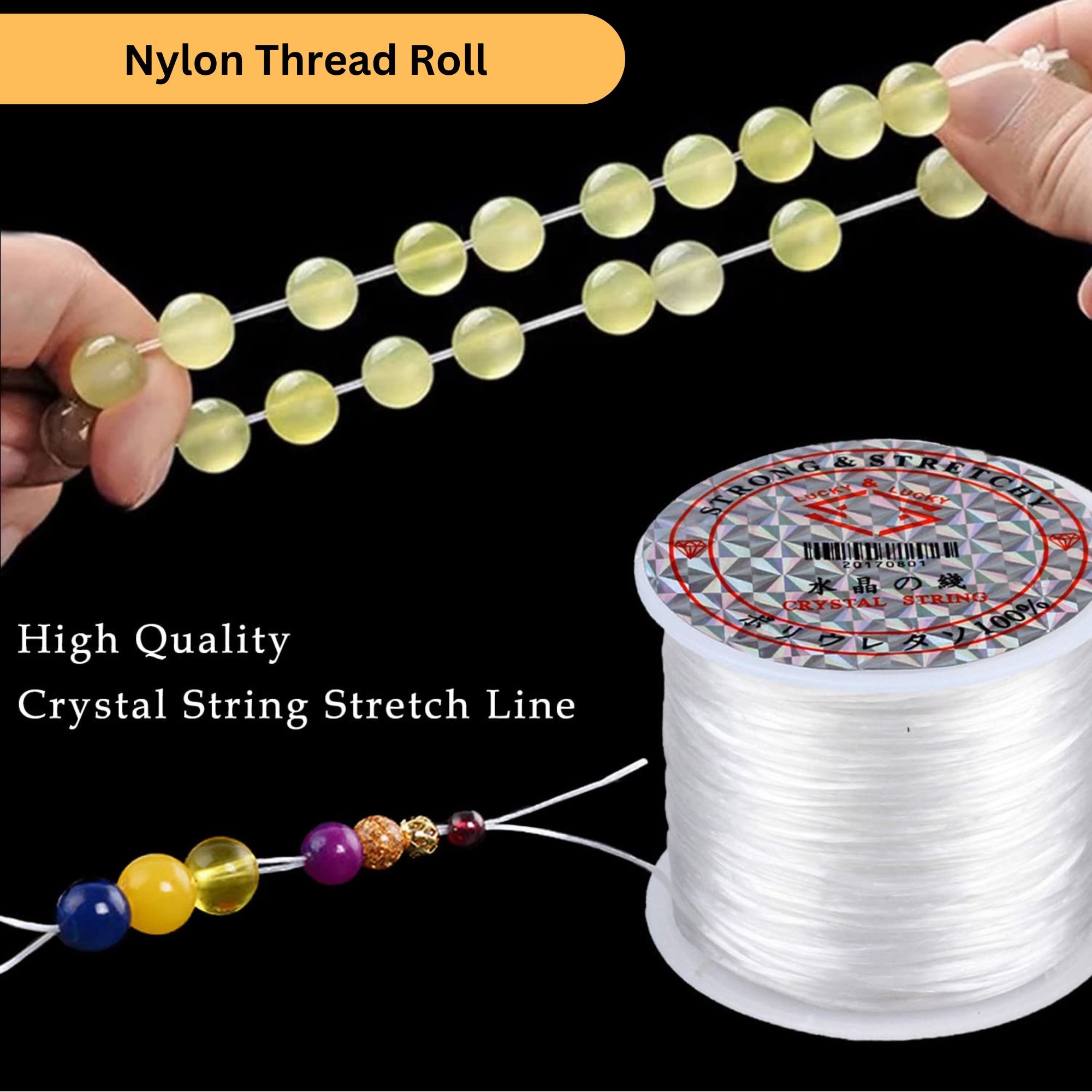 Stretchable Nylon Elastic Thread for Jewelry Making – 60m Beading Cord for Bracelets, Necklaces, Anklets & DIY Crafts