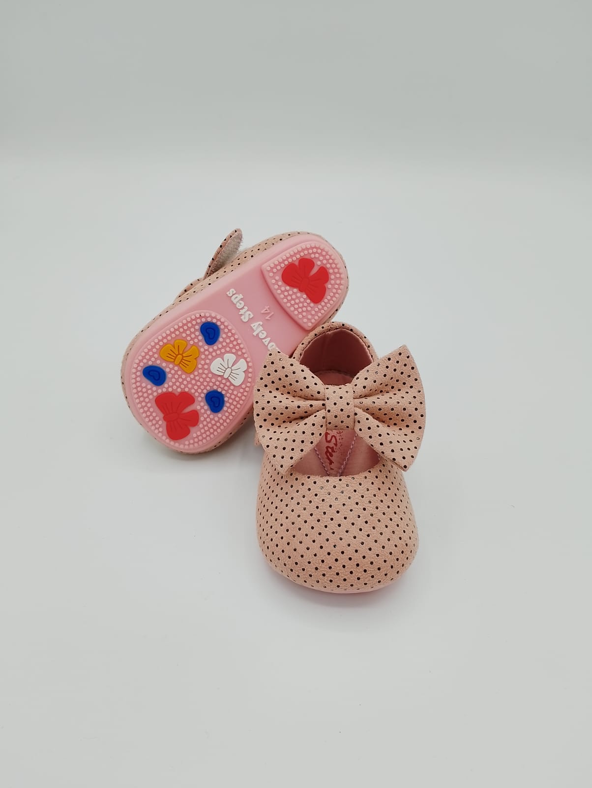 Baby Girl Polka Dot Soft Sole Shoes with Bow | Anti-Slip Prewalker Shoes for Infants & Toddlers