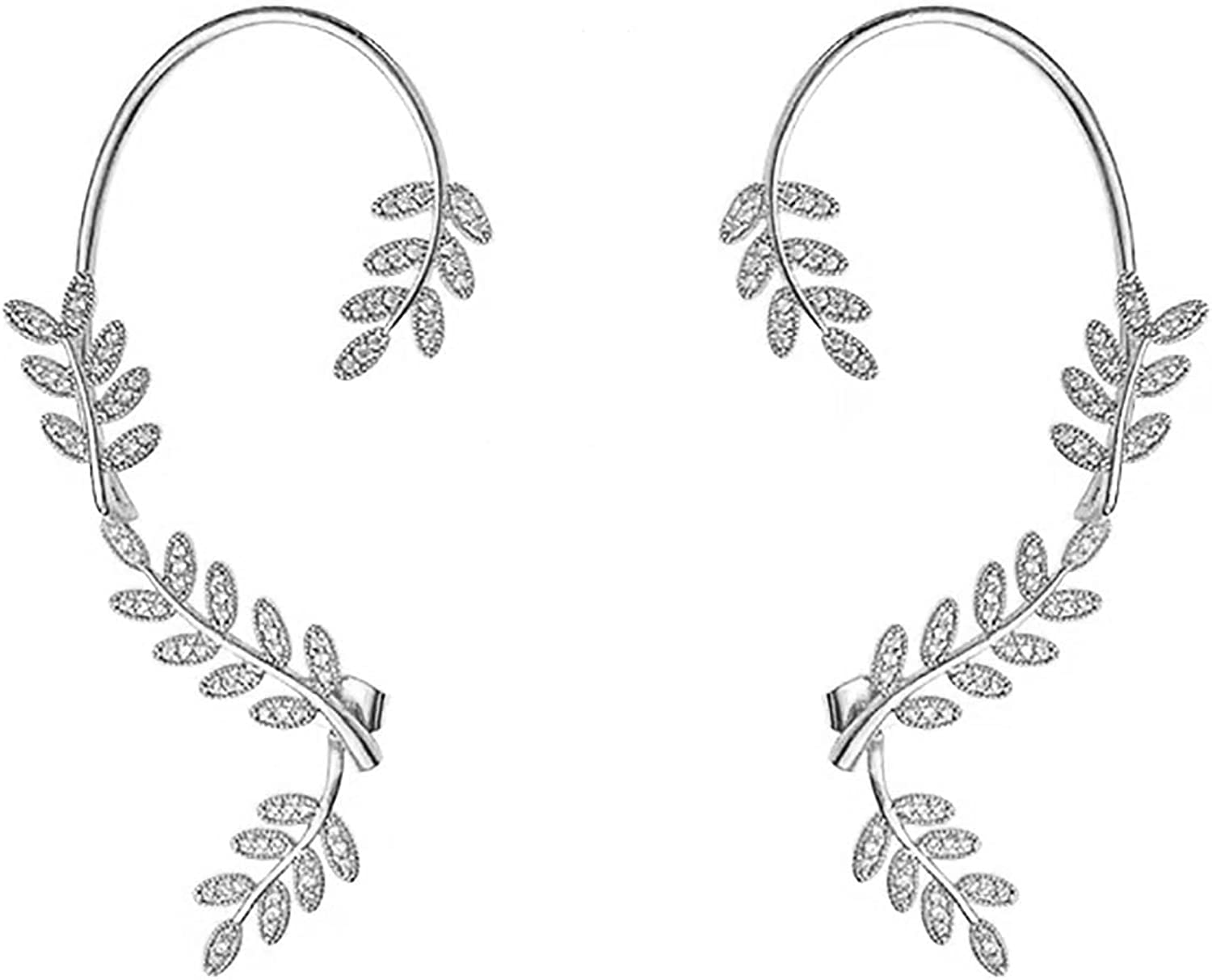 2PCS Zircon Ear Cuff Earrings Rhinestone Non Pierced Ear Clips Wrap Around Fairy Earrings for Women Teen Girls