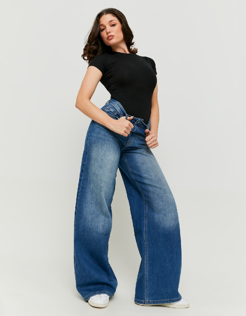 ZARA Denim jeans Wide Leg  Baggy Style Straight Pants For Women