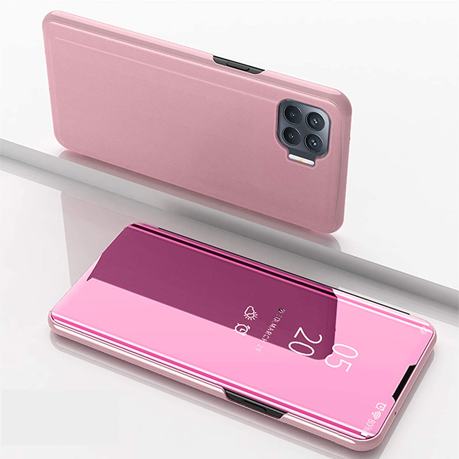 MAOGE Cover Per Honor X7 A Specchio Con Finestra Intelligente - Custodia Flip Folio Argento