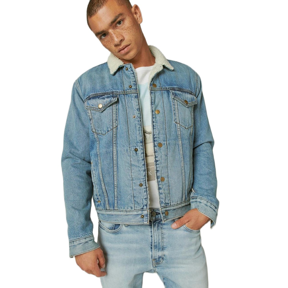 furred denim jacket