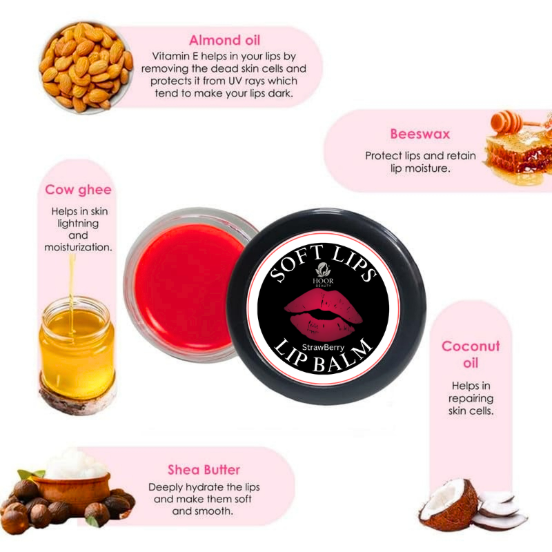 Pink Strawberry Lip Balm | Natural Lip Softener & Brightener