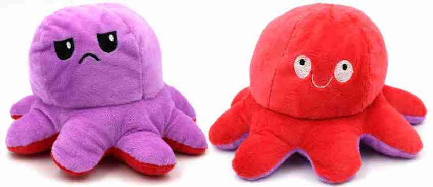 Reversible Octopus Plush Toy – Mood Flip Stuffed Soft Toy for Kids | Cute & Cuddly Gift for toddlers