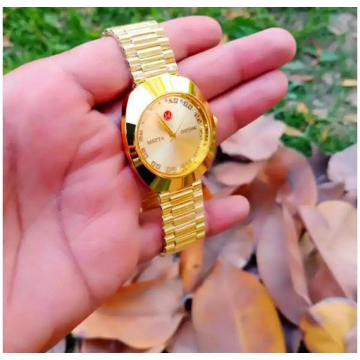 Luxury Gold Color Tourbillon Mechanical Waterproof Wrist Watch For Men's Gift For Family & Friends