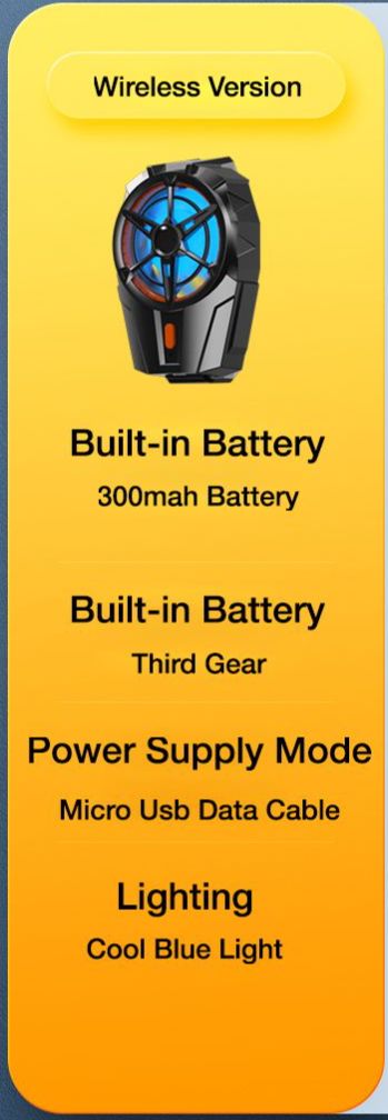 X52 Universal Rechargeable Battery Wireless Mobile Cooling Fan With Three Speed Modes Heat Sink Radiator Game Silent Cooler System | Adjustable Portable Turbo Hurricane Phone Gamepad Holder | For Gaming PUBG, Free Fire