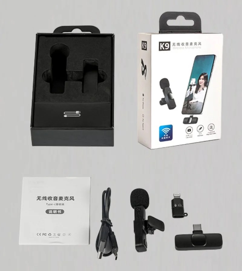K9 Wireless Microphone - Wireless Mic for Mobile Phones, Laptops, Tablets, Android, Type-C Devices & Other Compatible devices - Lavalier Wireless Microphone - K-9 Collar Wireless Microphone