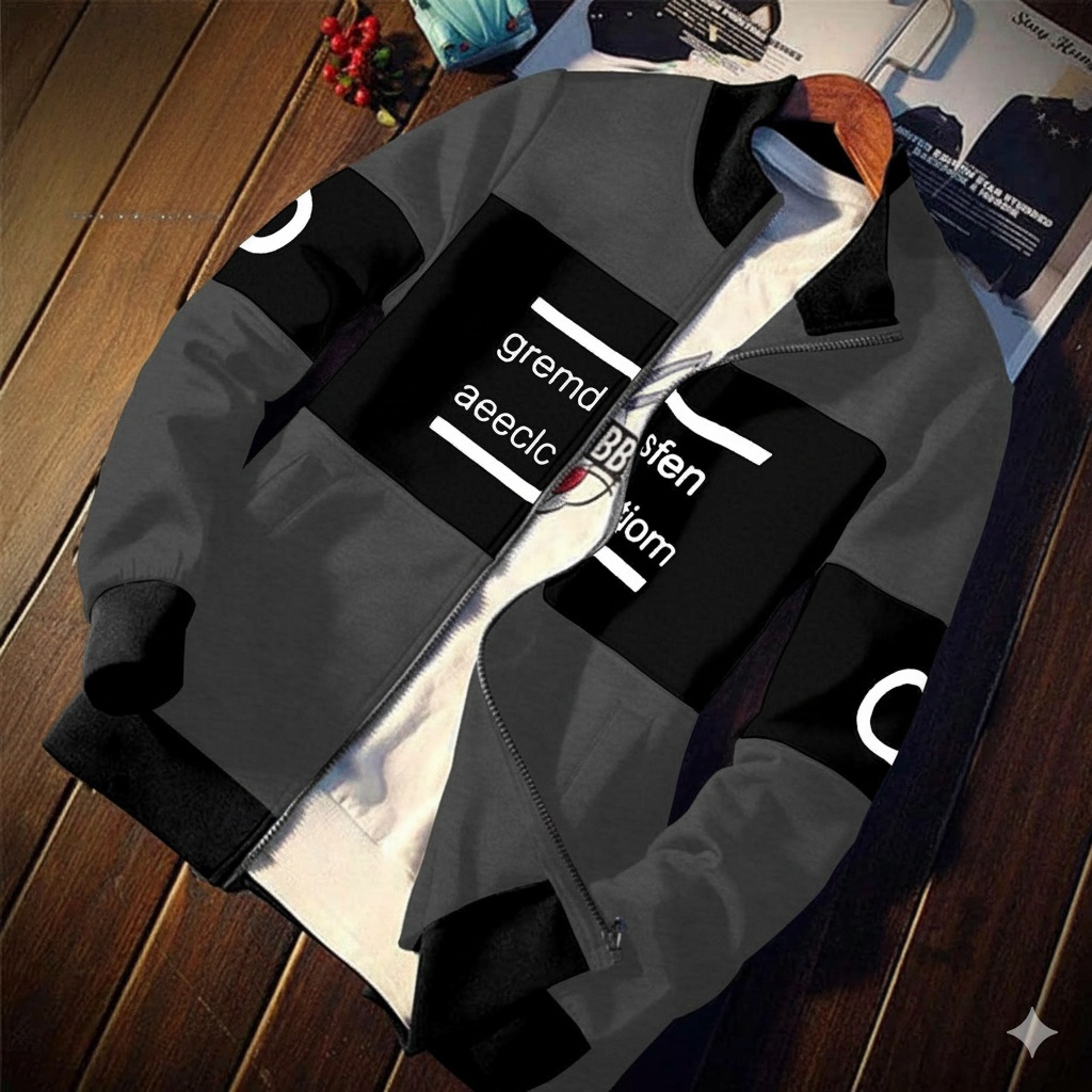 Black Grey Men Jacket | Stylish Tracksuit Top & Zipper Sweatshirt | Casual Winter Wear for Boys & Men | New Arrival Streetwear Fashion Pakistan
