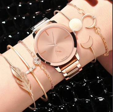 Women Watch Set Luxury Gold Dress Quartz Watch Bracelet Ladies Sports Wrist Watch Clock Gift Woman Relogio Feminino 2023 R3219  C