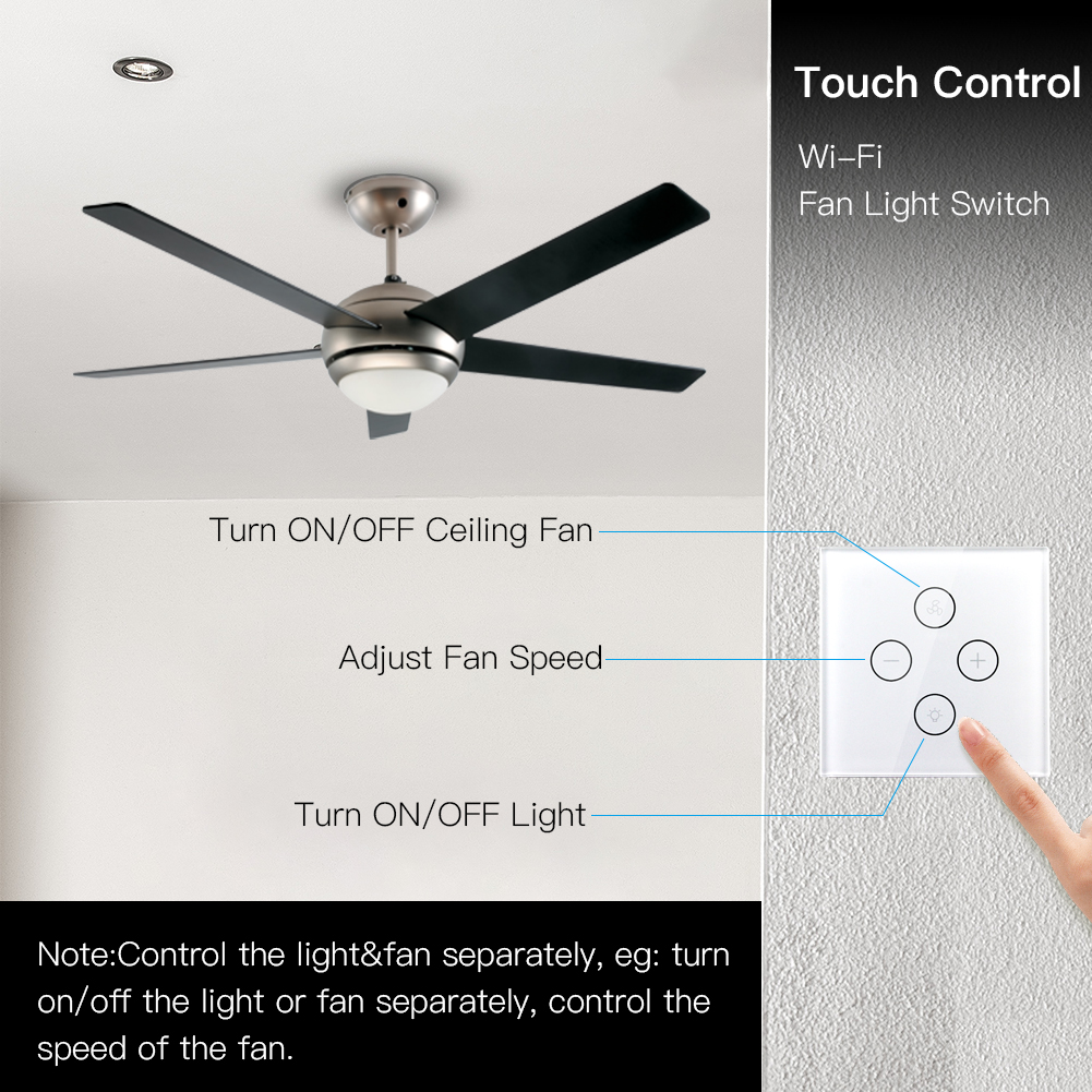 WiFi Smart Ceiling Fan Light Wall Switch APP Remote Control Timer
