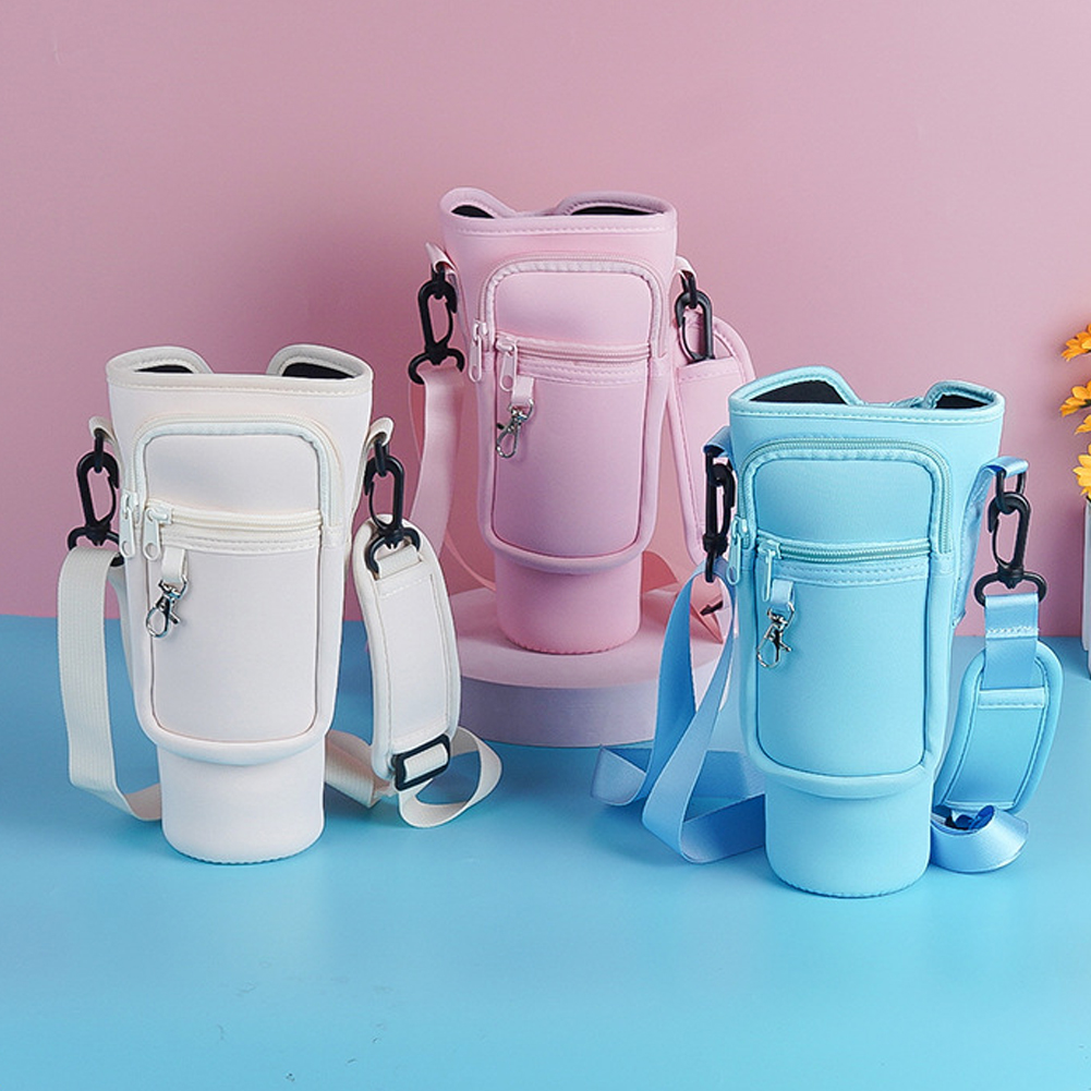 40Oz Water Bottle Carrier Bag With Phone Pocket For Stanley Quencher Cup With Handle Water Bottle Holder Pouch
